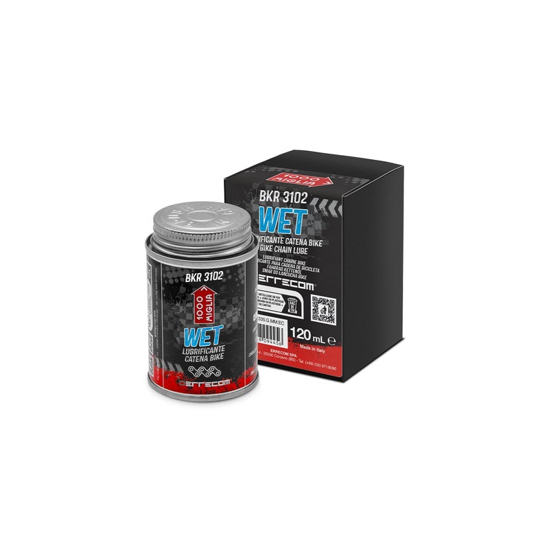 ERRECOM 1000 Miglia BKR 3102-4 fl oz (120 mL) Can, Wet Lube Bike Chain, for Wet and Muddy Weather Conditions, Brush Included - Image 3